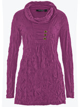 Load image into Gallery viewer, Ladies BPC Cowl Neck Crushed Crinkle Effect Long Sleeve Tunic Tops