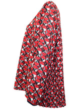 Load image into Gallery viewer, Ladies Geo Print Woven Long Sleeve Pleated Back Plus Size Tops