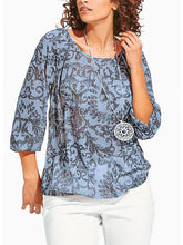 Load image into Gallery viewer, Ladies Floral Gypsy Relax Fit Long Sleeve Tunic Tops