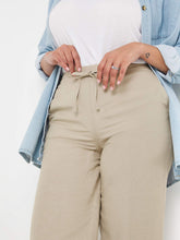 Load image into Gallery viewer, Ladies Capsule Stone Wide Leg Linen Blend Back Elasticated Waist Trousers