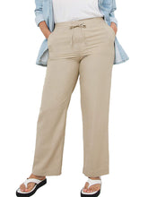 Load image into Gallery viewer, Ladies Capsule Stone Wide Leg Linen Blend Back Elasticated Waist Trousers