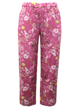 Load image into Gallery viewer, Ladies Pink Floral Print Wide Leg Elasticated Waist Cropped Trousers
