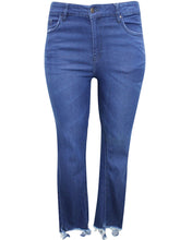 Load image into Gallery viewer, Ladies Blue Diane Distressed Frayed Hem Stretchy Skinny Plus Size Jeans