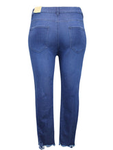 Load image into Gallery viewer, Ladies Blue Diane Distressed Frayed Hem Stretchy Skinny Plus Size Jeans