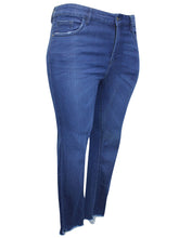 Load image into Gallery viewer, Ladies Blue Diane Distressed Frayed Hem Stretchy Skinny Plus Size Jeans