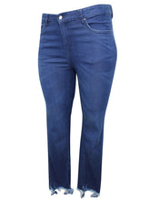 Load image into Gallery viewer, Ladies Blue Diane Distressed Frayed Hem Stretchy Skinny Plus Size Jeans