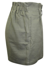 Load image into Gallery viewer, Ladies Khaki Pure Cotton Paperbag Back Elasticated Waist Shorts