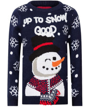 Load image into Gallery viewer, Boys Threadbare Navy "Up To Snow Good" Christmas Jumpers