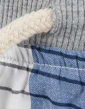 Load image into Gallery viewer, Boys Toddlers White & Blue Plaid Ribbed Elastic Waist Drawstring Pull-On Shorts