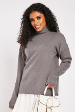 Load image into Gallery viewer, Ladies Roll Neck Knitted Stretchy Longsleeve Jumper