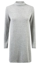 Load image into Gallery viewer, Ladies Grey Roll Polo Neck Soft Fleece Long Sleeve Jumper Dress
