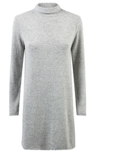 Load image into Gallery viewer, Ladies Grey Roll Polo Neck Soft Fleece Long Sleeve Jumper Dress