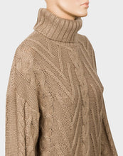 Load image into Gallery viewer, Ladies Beige Cable Knit Roll Neck Chunky Knit Soft Rib Longsleeve Jumper