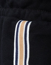 Load image into Gallery viewer, Mens Black Side Stripe Trim Cotton Elasticated Waistband Shorts