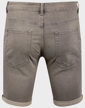 Load image into Gallery viewer, Mens Washed Grey Cotton 5-Pockets Roll Hem Denim Shorts