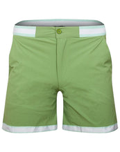 Load image into Gallery viewer, Mens Apple Green Stripe Trim Swimming Shorts
