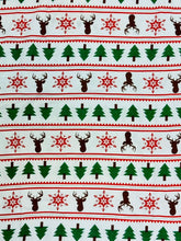 Load image into Gallery viewer, Adults Unisex White Red Tree Reindeer & Snowflakes Print Christmas Pyjamas Sets