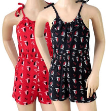 Load image into Gallery viewer, Girls Funky Diva Navy & Red Sailor Print Strappy Playsuit