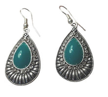 Load image into Gallery viewer, Ladies Silver Green Gemstone Centre Sparkly Crystal Hook Earrings