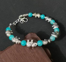 Load image into Gallery viewer, Ladies Silver Tibetan Elephant Sea Blue Brown Beads Bracelets