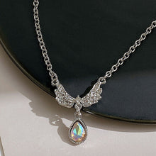 Load image into Gallery viewer, Ladies Silver Angel Wings Crystal Pendant Link Chain Choker Necklace