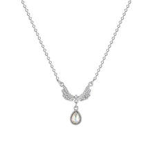 Load image into Gallery viewer, Ladies Silver Angel Wings Crystal Pendant Link Chain Choker Necklace