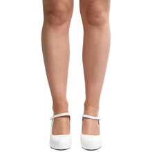 Load image into Gallery viewer, Ladies White Patent Strap Mid Heel Pump Court Shoes Size: UK 7