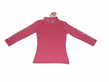 Load image into Gallery viewer, Girls Cerise & Royal Blue Pretty Diamante High Neck Longsleeve Top
