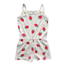 Load image into Gallery viewer, Girls Ivory Pink Strawberry Dot Print Cotton Playsuit
