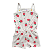 Load image into Gallery viewer, Girls Ivory Pink Strawberry Dot Print Cotton Playsuit