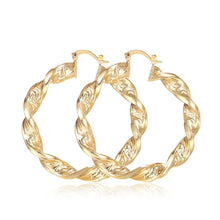 Load image into Gallery viewer, Ladies 18K Gold Plated Chunky Twist Creole Hoop Earrings