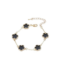 Load image into Gallery viewer, Ladies Gold Black Four Leaf Clover Crystal Link Chain Bracelets