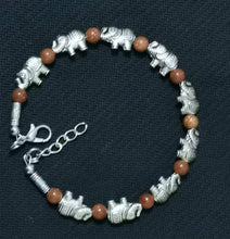 Load image into Gallery viewer, Ladies Silver Tibetan Elephant Sea Blue Brown Beads Bracelets