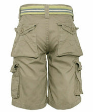Load image into Gallery viewer, Boys Attire Beige Henna Cotton Adjustable Waist Belted Combat Cargo Shorts
