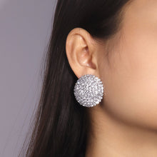 Load image into Gallery viewer, Ladies Silver Large Shinny Round Crystals Party Dressy Stud Earrings