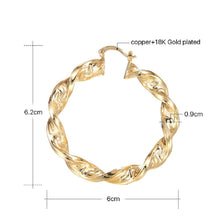 Load image into Gallery viewer, Ladies 18K Gold Plated Chunky Twist Creole Hoop Earrings