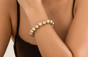 Ladies Elegant Gold Silver Two Tone Ball Bead Bracelet & Choker