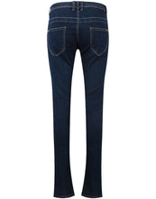 Load image into Gallery viewer, Ladies Blue Dark Denim Contrast Stitch Stretchy Mid Rise Skinny Fit Jeans