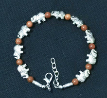 Load image into Gallery viewer, Ladies Silver Tibetan Elephant Sea Blue Brown Beads Bracelets
