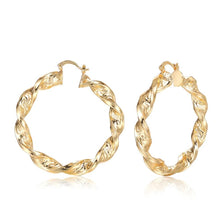 Load image into Gallery viewer, Ladies 18K Gold Plated Chunky Twist Creole Hoop Earrings