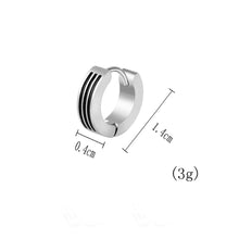 Load image into Gallery viewer, Unisex Silver Black 3 Rows Middle Trim Anti-Allergic Titanium Small Hoop Earrings