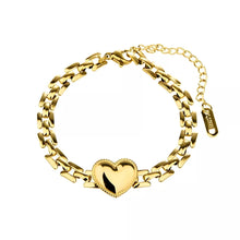 Load image into Gallery viewer, Ladies 18k Gold Plated Heart Butterfly Stainless Steel Bracelet