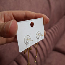 Load image into Gallery viewer, Ladies Gold Plated Floral Pink Heart Crystal Bead Drop Dangle Earrings