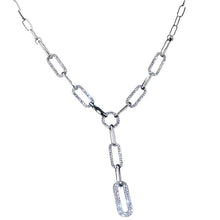 Load image into Gallery viewer, Ladies Gold Silver Long Link Chain Rectangular Crystal Drop Pendant Necklace