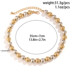Ladies Elegant Gold Silver Two Tone Ball Bead Bracelet & Choker