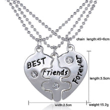 Load image into Gallery viewer, Unisex 3 Best Friends Forever Three Part Friendship BFF Necklace
