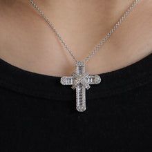 Load image into Gallery viewer, Unisex 925 Sterling Silver Cross Crystal Pendant & Chain