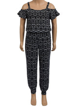 Load image into Gallery viewer, Girls Black & White Jersey Off Shoulder Strappy Elasticated Waist Jumpsuit