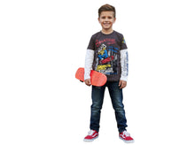 Load image into Gallery viewer, Boys Grey Skater Zone Print Layer Long Sleeve Cotton T-Shirt