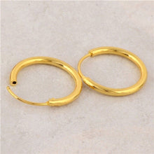 Load image into Gallery viewer, Ladies Girls Smooth 18K Yellow Gold Plated Round Hoop Earrings